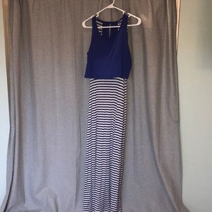 Maxi Dress royal blue and cream